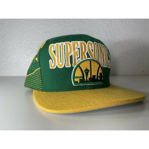 SEATTLE SUPERSONICS Green/Yellow Snapback Hat Cap Mitchell & Ness Adjustable